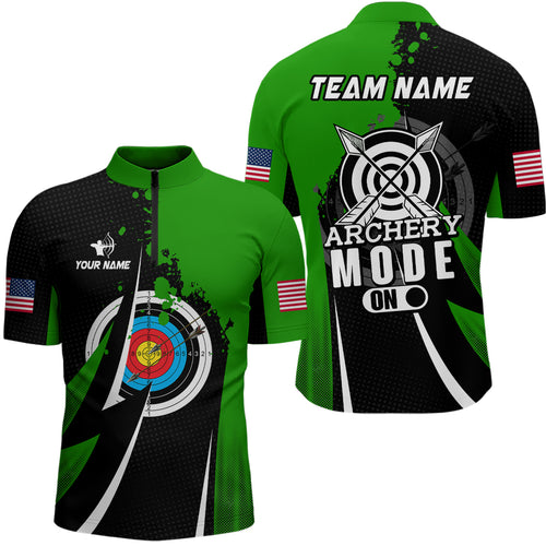 Personalized Green Archery Mode Men Quarter-Zip Shirts Custom Archery Jerseys Team Shirts TDM0671