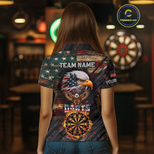 Load image into Gallery viewer, American Flag 3D Dartboard Fire Flame Custom Eagle Darts Shirt For Women, Patriotic Dart Team Jersey TDM4717
