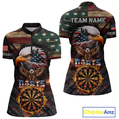 American Flag 3D Dartboard Fire Flame Custom Eagle Darts Shirt For Women, Patriotic Dart Team Jersey TDM4717