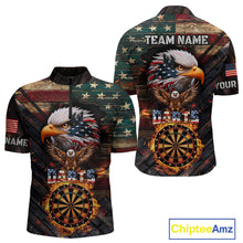 Load image into Gallery viewer, American Flag 3D Dartboard Fire Flame Custom Eagle Darts Shirt For Men, Patriotic Dart Team Jersey TDM4717