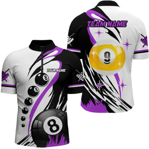 Personalized Billiard 8 Ball & 9 Ball Pool Shirts For Men Custom Billiard Team Jerseys | Purple TDM2408