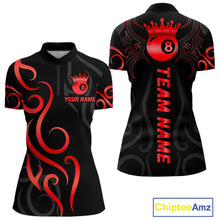 Load image into Gallery viewer, Black And Red 8 Ball Crown Tribal Billiard Shirt For Women Custom Pool Jersey Billiard Team Shirt TDM4725