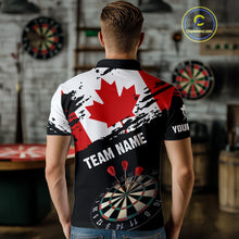 Load image into Gallery viewer, Personalized Grunge Canada Flag Dart Men Quarter-Zip Shirt, Patriotic Canadian Dart Jerseys TDM1187