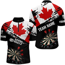 Load image into Gallery viewer, Personalized Grunge Canada Flag Dart Men Quarter-Zip Shirt, Patriotic Canadian Dart Jerseys TDM1187
