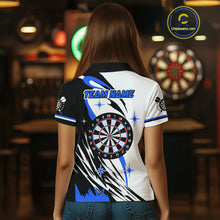 Load image into Gallery viewer, Personalized Funny Dartboard Darts Polo &amp; Quarter Zip For Women Custom Darts Team Jerseys | Blue TDM4124