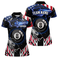 Load image into Gallery viewer, US Flag Lightning 8 Ball Pool Billiard Jerseys For Women Custom Patriotic Team League Billiard Shirts TDM1953