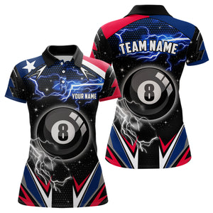 Texas Flag Lightning 8 Ball Billiard Jerseys For Women Custom Patriotic Team League Billiard Shirts TDM1955