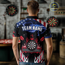 Load image into Gallery viewer, Personalized Thunder Lightning American Flag Darts Shirt For Men, Patriotic Darts League Jersey TDM4504