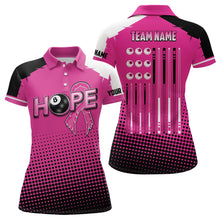 Load image into Gallery viewer, Pink Breast Cancer Awareness US Flag Custom Women Billiard Shirts, 8 Ball Pool Jerseys For Pooler TDM2424