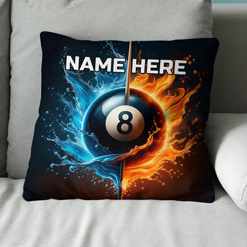 3D 8 Ball Pool Water And Fire Pillow Custom Unique Billiard Pillow Gifts TDM0875