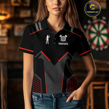 Load image into Gallery viewer, Darts Jersey For Women Custom Polo &amp; Quarter Zip Darts Tournament Team Shirt  |Red TDM4746