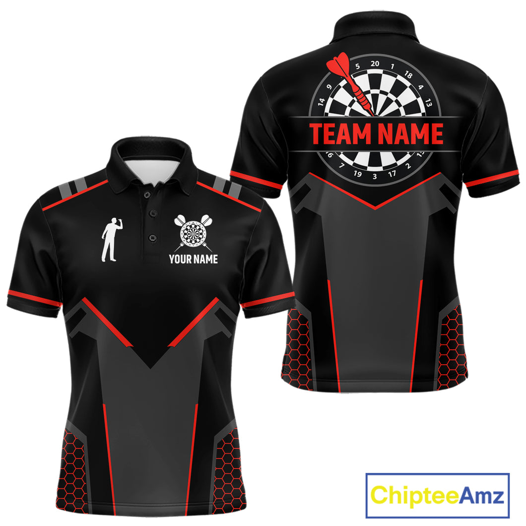 Darts Jersey For Men Custom Polo & Quarter Zip Darts Tournament Team Shirt  |Red TDM4746