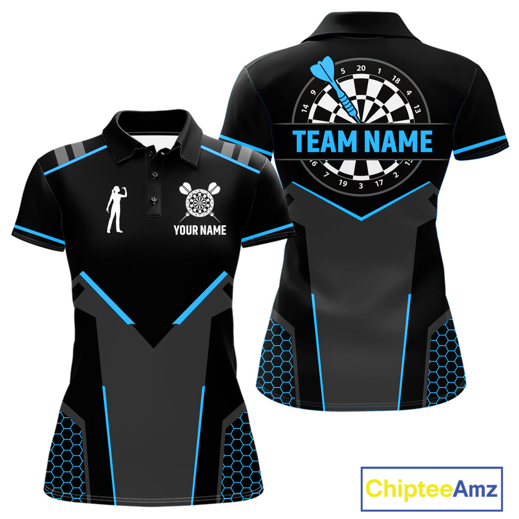 Darts Jersey For Women Custom Polo & Quarter Zip Darts Tournament Team Shirt  |Blue TDM4747