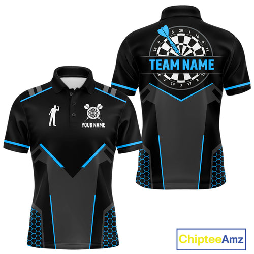 Darts Jersey For Men Custom Polo & Quarter Zip Darts Tournament Team Shirt  |Blue TDM4747