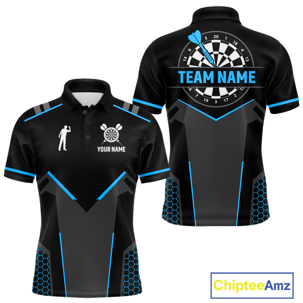 Darts Jersey For Men Custom Polo & Quarter Zip Darts Tournament Team Shirt  |Blue TDM4747