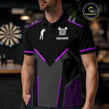 Load image into Gallery viewer, Darts Jersey For Men Custom Polo &amp; Quarter Zip Darts Tournament Team Shirt  |Purple TDM4748