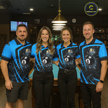 Load image into Gallery viewer, Black And Blue 8 Ball &amp; 9 Ball Glass Break Billiard Shirt For Men Custom Pool Team Jersey Uniform TDM5641
