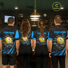 Load image into Gallery viewer, Black And Blue 8 Ball &amp; 9 Ball Glass Break Billiard Shirt For Men Custom Pool Team Jersey Uniform TDM5641