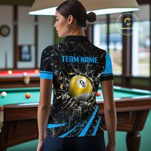 Load image into Gallery viewer, Black And Blue 8 Ball &amp; 9 Ball Glass Break Billiard Shirt For Women Custom Pool Team Jersey Uniform TDM5641