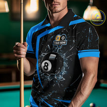 Load image into Gallery viewer, Black And Blue 8 Ball &amp; 9 Ball Glass Break Billiard Shirt For Men Custom Pool Team Jersey Uniform TDM5641