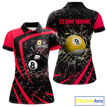 Load image into Gallery viewer, Black And Red 8 Ball &amp; 9 Ball Glass Break Billiard Shirt For Women Custom Pool Team Jersey Uniform TDM5642