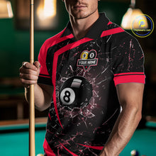 Load image into Gallery viewer, Black And Red 8 Ball &amp; 9 Ball Glass Break Billiard Shirt For Men Custom Pool Team Jersey Uniform TDM5642