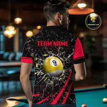 Load image into Gallery viewer, Black And Red 8 Ball &amp; 9 Ball Glass Break Billiard Shirt For Men Custom Pool Team Jersey Uniform TDM5642