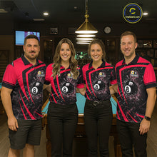 Load image into Gallery viewer, Black And Red 8 Ball &amp; 9 Ball Glass Break Billiard Shirt For Men Custom Pool Team Jersey Uniform TDM5642