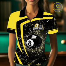 Load image into Gallery viewer, Black And Yellow 8 Ball &amp; 9 Ball Glass Break Billiard Shirt For Women Custom Pool Team Jersey TDM5643