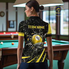 Load image into Gallery viewer, Black And Yellow 8 Ball &amp; 9 Ball Glass Break Billiard Shirt For Women Custom Pool Team Jersey TDM5643