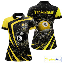 Load image into Gallery viewer, Black And Yellow 8 Ball &amp; 9 Ball Glass Break Billiard Shirt For Women Custom Pool Team Jersey TDM5643