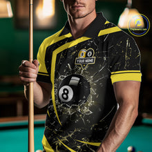 Load image into Gallery viewer, Black And Yellow 8 Ball &amp; 9 Ball Glass Break Billiard Shirt For Men Custom Pool Team Jersey TDM5643