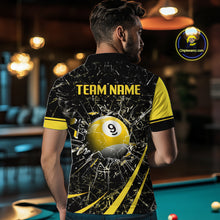 Load image into Gallery viewer, Black And Yellow 8 Ball &amp; 9 Ball Glass Break Billiard Shirt For Men Custom Pool Team Jersey TDM5643