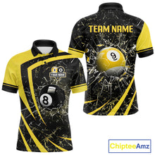 Load image into Gallery viewer, Black And Yellow 8 Ball &amp; 9 Ball Glass Break Billiard Shirt For Men Custom Pool Team Jersey TDM5643
