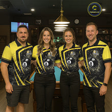 Load image into Gallery viewer, Black And Yellow 8 Ball &amp; 9 Ball Glass Break Billiard Shirt For Men Custom Pool Team Jersey TDM5643