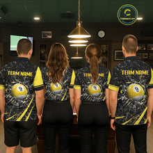 Load image into Gallery viewer, Black And Yellow 8 Ball &amp; 9 Ball Glass Break Billiard Shirt For Men Custom Pool Team Jersey TDM5643
