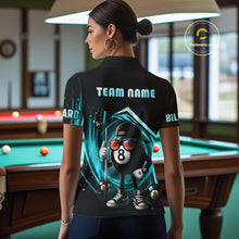 Load image into Gallery viewer, Turquoise Funny 8 Ball Billiard Shirt For Women Custom Pool Team Shirt, Billiard Jersey Polo, 1/4 Zip TDM5644