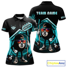 Load image into Gallery viewer, Turquoise Funny 8 Ball Billiard Shirt For Women Custom Pool Team Shirt, Billiard Jersey Polo, 1/4 Zip TDM5644