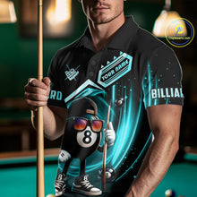 Load image into Gallery viewer, Turquoise Funny 8 Ball Billiard Shirt For Men Custom Pool Team Shirt, Billiard Jersey Polo, 1/4 Zip TDM5644