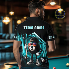 Load image into Gallery viewer, Turquoise Funny 8 Ball Billiard Shirt For Men Custom Pool Team Shirt, Billiard Jersey Polo, 1/4 Zip TDM5644