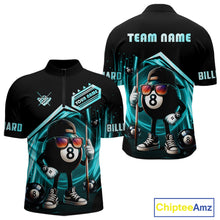 Load image into Gallery viewer, Turquoise Funny 8 Ball Billiard Shirt For Men Custom Pool Team Shirt, Billiard Jersey Polo, 1/4 Zip TDM5644