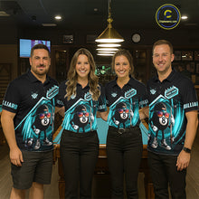 Load image into Gallery viewer, Turquoise Funny 8 Ball Billiard Shirt For Men Custom Pool Team Shirt, Billiard Jersey Polo, 1/4 Zip TDM5644