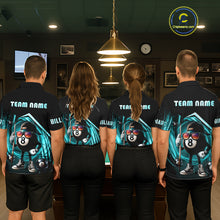 Load image into Gallery viewer, Turquoise Funny 8 Ball Billiard Shirt For Men Custom Pool Team Shirt, Billiard Jersey Polo, 1/4 Zip TDM5644