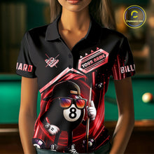 Load image into Gallery viewer, Red Funny 8 Ball Billiard Shirt For Women Custom Pool Team Shirt, Billiard Jersey Polo &amp; 1/4 Zip TDM5645