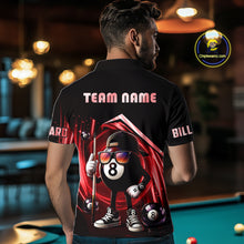 Load image into Gallery viewer, Red Funny 8 Ball Billiard Shirt For Men Custom Pool Team Shirt, Billiard Jersey Polo &amp; 1/4 Zip TDM5645