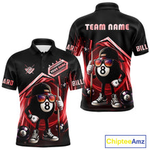 Load image into Gallery viewer, Red Funny 8 Ball Billiard Shirt For Men Custom Pool Team Shirt, Billiard Jersey Polo &amp; 1/4 Zip TDM5645