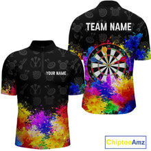 Load image into Gallery viewer, Funny Dartboard Colorful Grunge Dart Shirts For Men | Darts Team Jerseys – Polo &amp; Quarter Zip TDM3964
