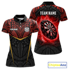 Load image into Gallery viewer, Personalized Red Black Tribal Pattern Darts Polo &amp; 1/4 Zip Custom Dart Shirt For Women, Dart Jerseys TDM4141
