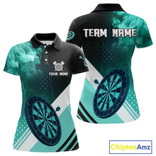 Load image into Gallery viewer, Personalized Turquoise Smoke Darts Shirt For Women Custom Darts Jersey Team Polo &amp; 1/4 Zip Outfit TDM4534