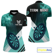Load image into Gallery viewer, Personalized Turquoise Smoke Darts Shirt For Women Custom Darts Jersey Team Polo &amp; 1/4 Zip Outfit TDM4534